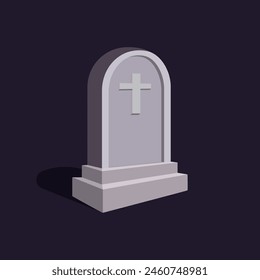 
vector illustration of tombstone with cross symbol
