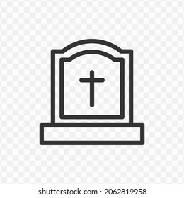 Vector illustration of tombstone icon in dark color and transparent background(png).