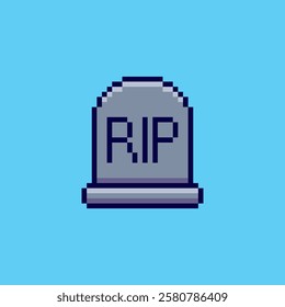 Vector Illustration of Tombstone with Pixel Art Design, perfect for game assets themed designs