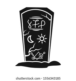 Vector illustration of tombstone and stone logo. Web element of tombstone and gravestone stock symbol for web.