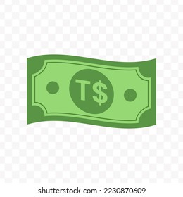 Ilustración vectorial del billete de Tonga Pa'anga Tonga en color verde sobre fondo transparente (PNG).