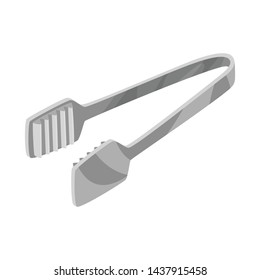 Vector illustration of tongs and dishware logo. Set of tongs and cafe stock symbol for web.