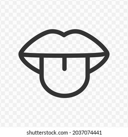 Vector illustration of tongue icon in dark color and transparent background(png).
