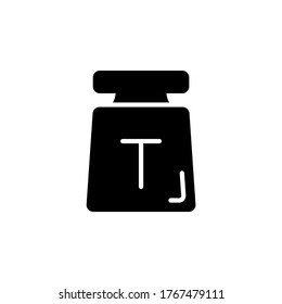 Vector illustration tonne icon or logo black color with glyph design style.
