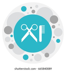 Vector Illustration Of Tonsorial Artist Symbol On Scissors And Comb Icon. Premium Quality Isolated  Barber Tools   Element In Trendy Flat Style.