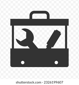 Vector illustration of tool case icon in dark color and transparent background(PNG).