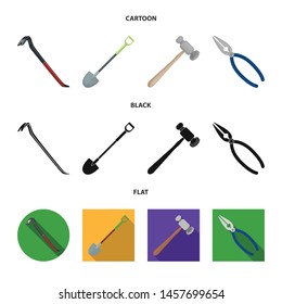 Vector illustration of tool and construction icon. Set of tool and carpentry vector icon for stock.