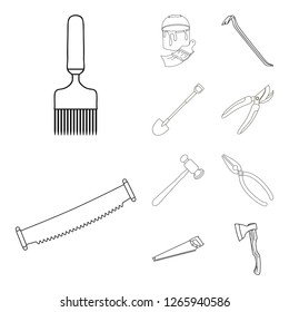 Vector illustration of tool and construction logo. Collection of tool and carpentry stock vector illustration. Vector illustration of tool and construction logo. Collection of tool and carpentry stock vector illustration.