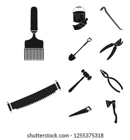 Vector illustration of tool and construction sign. Collection of tool and carpentry stock symbol for web.