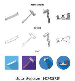 Vector illustration of tool and construction sign. Collection of tool and carpentry stock symbol for web.