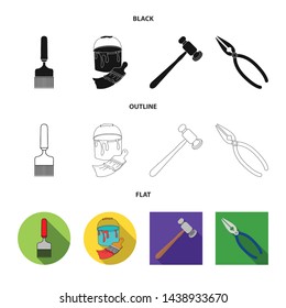 Vector illustration of tool and construction sign. Collection of tool and carpentry stock symbol for web.