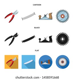Vector illustration of tool and construction sign. Set of tool and carpentry stock symbol for web.