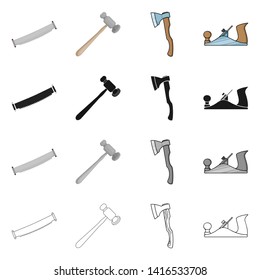 Vector illustration of tool and construction symbol. Set of tool and carpentry stock symbol for web.