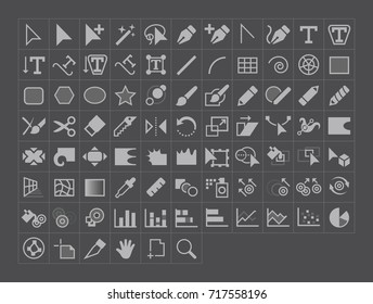 Iconos de la herramienta de iluminación de vectores
