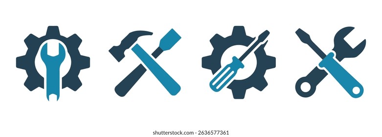 Vector illustration of tool icons representing repair maintenance and engineering work
