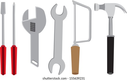 Vector illustration of tool kits over a white background.