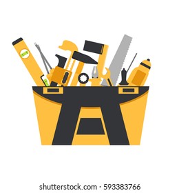 Vector illustration of toolbox with cartoon tools