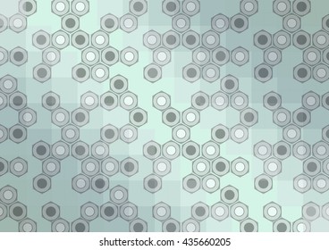 Vector illustration with tools, abstract background. Green transparent banner with screw nuts. EPS10.