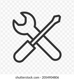 Vector illustration of tools icon in dark color and transparent background(png).