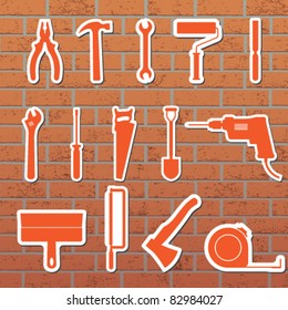 Vector illustration of tools on the wall