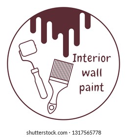 Vector illustration with tools for painting works. Building, construction and home repair tools. Painting and repair of premises.