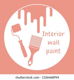 Vector illustration with tools for painting works. Building, construction and home repair tools. Painting and repair of premises.