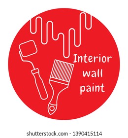 Vector illustration with tools for painting works. Building, construction and home repair tools. Painting and repair of premises.
