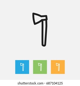 Vector Illustration Of Tools Symbol On Ax Outline. Premium Quality Isolated Hatchet Element In Trendy Flat Style.