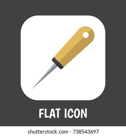 Vector Illustration Of Tools Symbol On Awl Flat Icon. Premium Quality Isolated Bodkin Element In Trendy Flat Style.