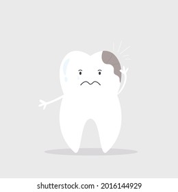 Vector illustration of tooth with caries. Dental care concept