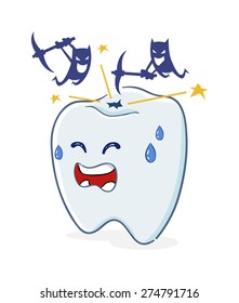 Vector illustration of a Tooth with Cavity and Bacteria