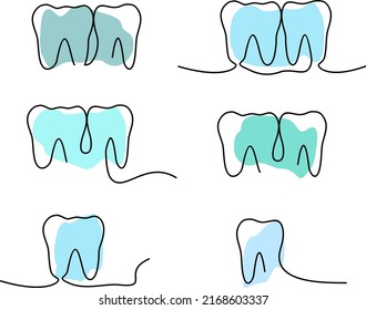 Vector illustration of a tooth drawn in one line. Vector tooth continuous line.