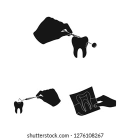 Vector illustration of tooth and happy icon. Collection of tooth and whitening vector icon for stock.