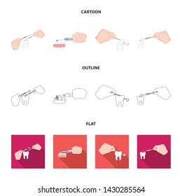 Vector illustration of tooth and happy icon. Set of tooth and whitening stock vector illustration.