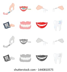 Vector illustration of tooth and happy logo. Set of tooth and whitening stock vector illustration.