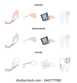 Vector illustration of tooth and happy logo. Collection of tooth and whitening stock vector illustration.