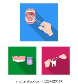 Vector illustration of tooth and happy symbol. Set of tooth and whitening vector icon for stock.