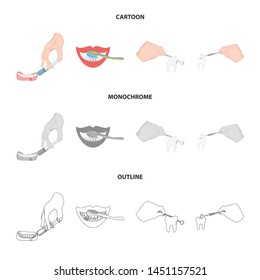 Vector illustration of tooth and happy symbol. Collection of tooth and whitening vector icon for stock.