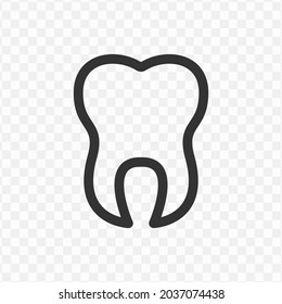 Vector illustration of tooth icon in dark color and transparent background(png).