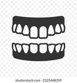 Vector illustration of tooth icon in dark color and transparent background(PNG).
