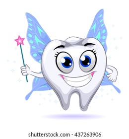 Vector Illustration of Tooth Mascot Fairy