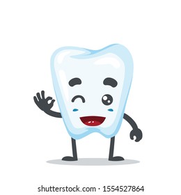 Vector illustration of a tooth mascot, funny and cute.