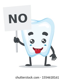Vector illustration of a tooth mascot, funny and cute, with sign with no word
