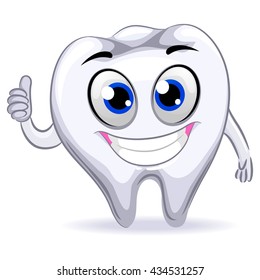 Vector Illustration of Tooth mascot making ok hand sign