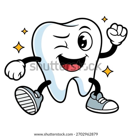 Vector illustration of tooth on white background suitable for dental health oral care medical clinic clean design or hygiene themed creative artwork concepts