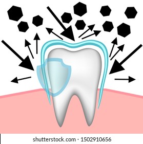 Vector illustration tooth protection from aggressive environment disease prevention prevention of problems durable tooth enamel