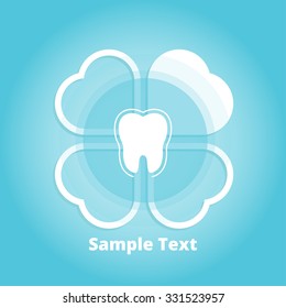 Vector illustration with tooth, shamrock and  heart shapes. Medical concept. Dentist logo template.
