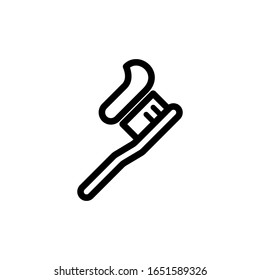 Vector illustration, toothbrush icon. Line design template