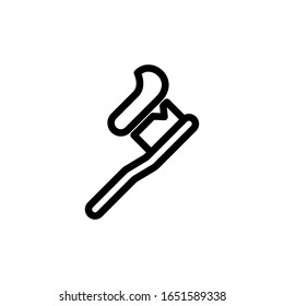 Vector illustration, toothbrush icon. Line design template