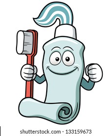 Vector illustration of Toothbrush and toothpaste cartoon